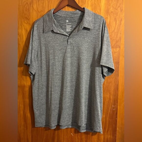 All In Motion Men’s 2XL Golf Shirt Polo Gray White Stripe Short Sleeve Knit - Picture 1 of 3